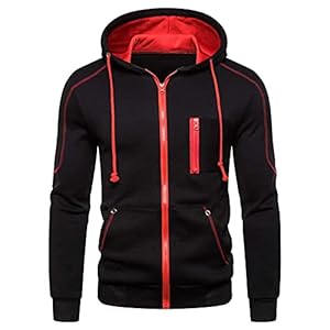Lu’s Chic Men’s Hoodies Jackets Fleece Long Sleeve Full Zip Up Sweater Slim Fit Sweatshirt
