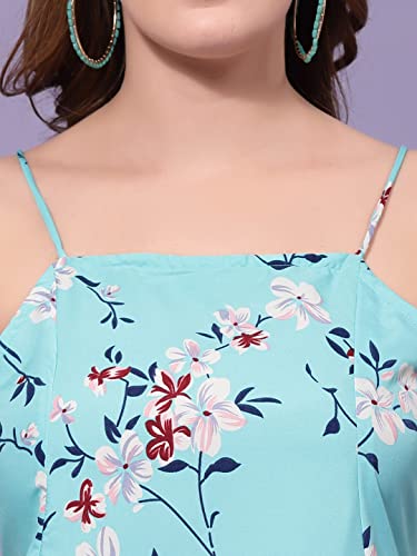 Image of OOMPH! Women A-Line Floral Mini Dress Western, Off Shoulder, Slip On