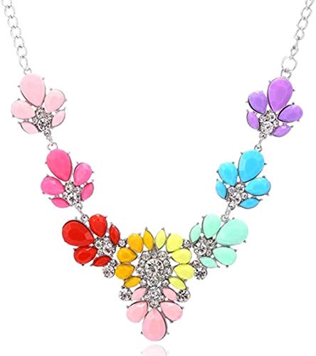 Preisvergleich Produktbild CKAWM Halskette Halskette Elegante Frauen Opal Blumen Halskette Sparking Crystal Anhänger Halskette Statement Party Schmuck