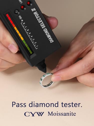 CYW Moissanite Sapphire Ruby Emerald Hand Setting Full Eternity Rings for Men Women, Solid 925 Sterling Silver, Stackable Ring, Wedding Birthday Valentines Anniversary Ideal Gift3