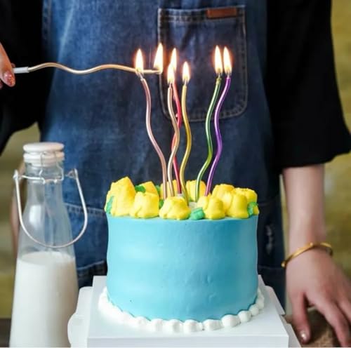 Image of Unscented Party Twisty Metallic Multicolor Spiral Candles-6Pc, Twisty Candles for Birthday, Baby Shower, Wedding Anniversary Party & Cake Decoration