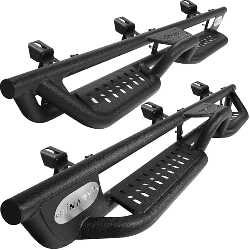 BINARY STAR Running Boards Compatible with Vehicle 2018-2025 Jeep Wrangler JL 4 Doors, 6 Inch Two-Stair Side Steps Truck Nerf Bars, Wrangler JL Carbon Steel Side Steps Truck Step Bars Estribos para