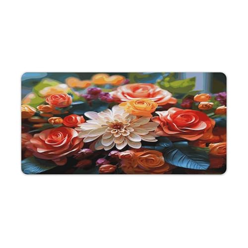 Color Flowers Mouse Pad Grande Antideslizante 60x30 cm