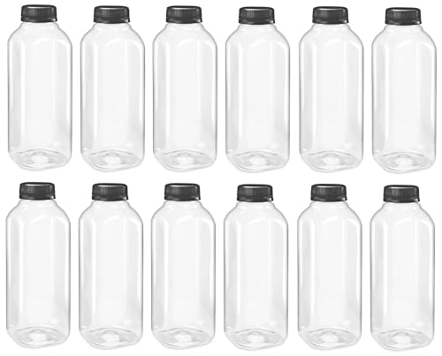 With Caps, Clear Empty Reusable Water Bottles, Disposable Beverage Containers Bulk For Juicing Smoothies Turmeric Juice Milk And Other Beverages