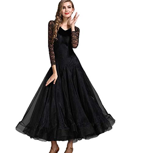 Tanzkleider Big Swing Samtkleid National Standard Dancewear Walzer, Schwarz, L