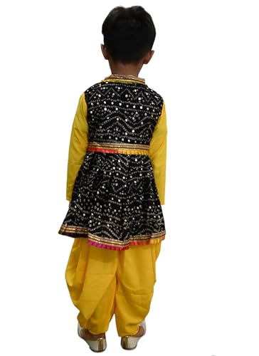 Image of Aglare Gujarati Kedia Dhoti Dress For Boys,kedia,Kurta set for boys small and adult,STITCHED Black