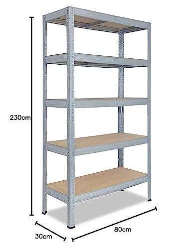 shelfplaza® 230x80x30cm Pro Estanteria galvanizada/Estanterias metalicas 5 baldas/Estanterías Fuertes Capacidad Carga 200kg / Estanteria de pie Resistente y Estante de Almacenamiento Garaje - imagen 2