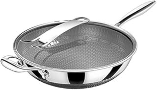 New 316 Stainless Steel Wok No Oily Smoke Double-Sided Honeycomb Non-Stick Pan Induction Cooker Pan (Diameter 34cm)