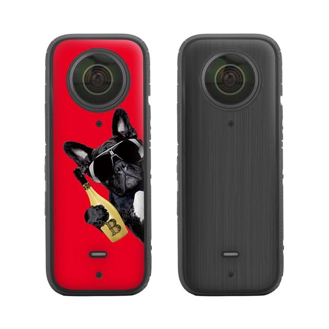 sheful 2 Sets Camera Decals Anti-Scratch PVC Skin Warp Protective Skins for Insta360 X3 Skin Decal for Insta360 One x3 Waterproof Action Camera for Insta 360 Sticker Wrap -Social Dog