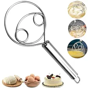 Atta Kneader Dough Maker with Stainless Steel Food Processor Roti Atta Blender Beater Manual Flour Mixer for Egg, Bread, Cake, Pastry, Pizza Dough - Perfect Baking,Whisking, Kitchen Tools (Pack of 1)