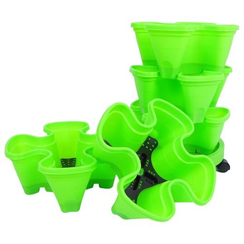 Abaodam Fioriera Impilabile Multi-strato Verde per Fragole e Erbe Aromatiche Vaso Torre Salvaspazio da Giardino e Balcone Facile da Montare senza Attrezzi