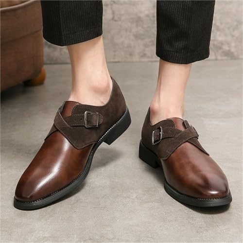 Mens Pointed Toe Oxford Dress Shoes Classic Slip On Casual Business Double Monk Strap Shoes3