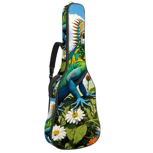 Housse pour guitare de 101,6 cm au design de lézard mignon et fleur, idée cadeau pour guitariste