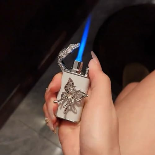 Encendedor Butano Antorcha Dual Llama Cocodrilo Blanco miniatura 5