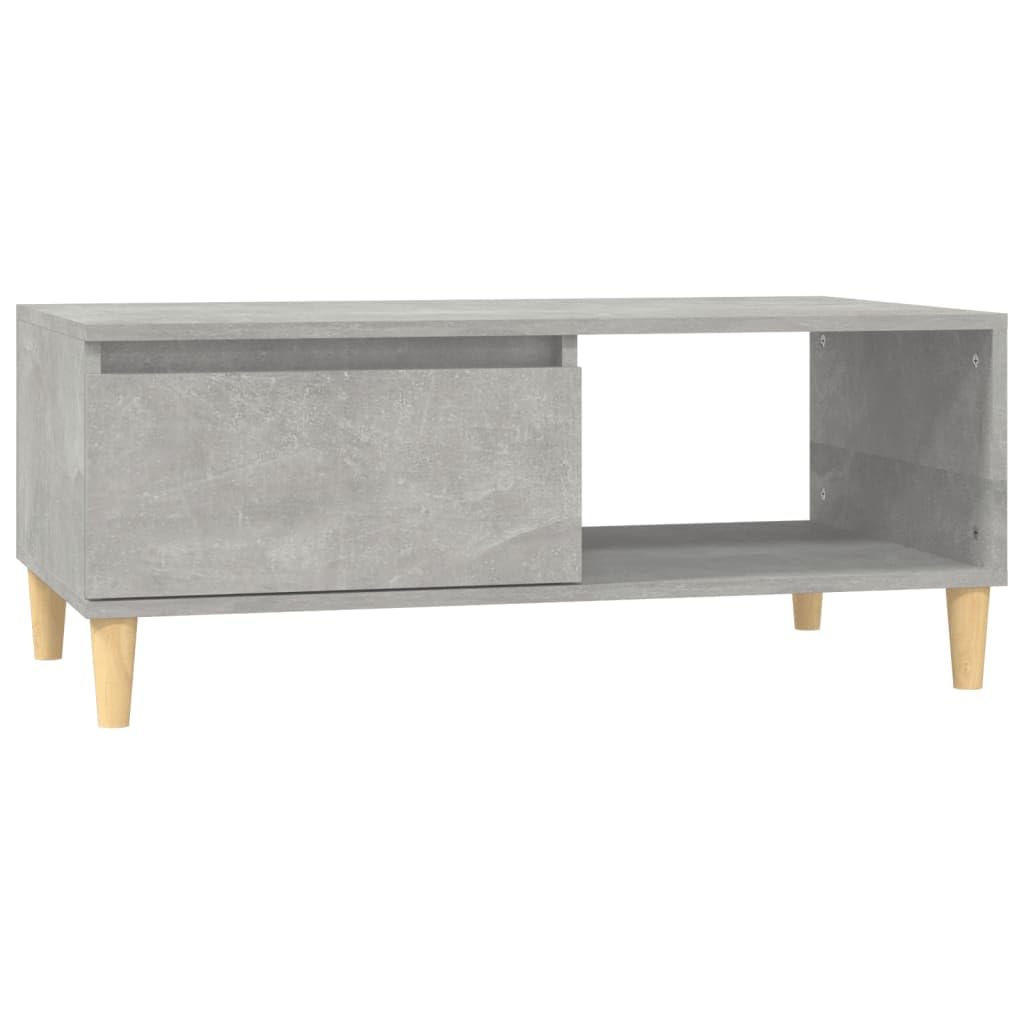 Table basse gris béton 90x50 cm en bois d'ingénierie avec tiroir
