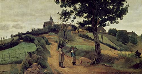 Pintura lienzo Saint-andre-en-morvan de Corot para decoración de dormitorio en un cuadro de 60x90cm