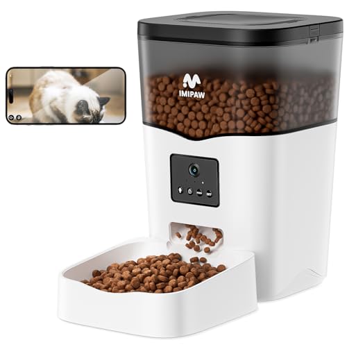 IMIPAW Automatic Cat Feeder with Camera: Automatic Cat Food Dispenser App Remote...