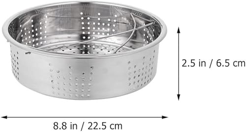 Miniatura 7 de HEMOTON Cesta de vapor de acero inoxidable para cocinar al vapor, plato grueso para cocinar al vapor, bandeja para utensilios de cocina con asa para