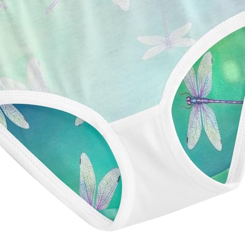 Toddler Girl Panties, Dragonflies Teal Green Gradient Girls Cotton Underwear, 2–8 Years4