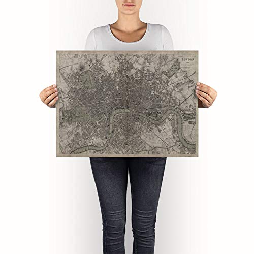 London Map, Vintage Map Of London, England, Vintage Wall Art, Home Decor, Framed Options Available, Circa 19Th C #TOP2