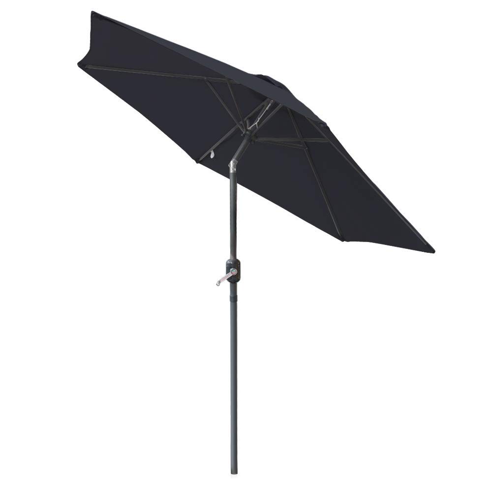 Aquariss 3m Round Garden Parasol Outdoor Patio Sun Shade Umbrella with Tilt Crank UV protection - Black