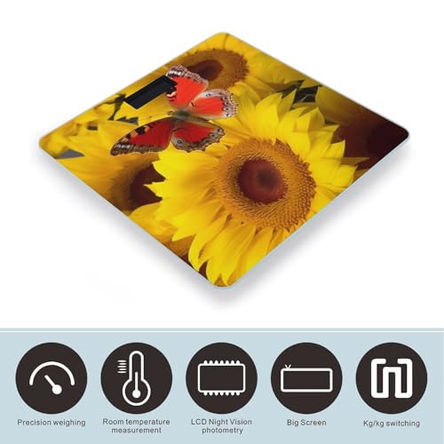 Báscula digital de baño con diseño amarillo y mariposa miniatura 3