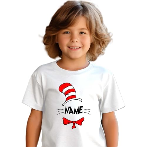Personalized cat and the hat read shirt, reading day shirt, national read across America shirt, reading week shirt kids2