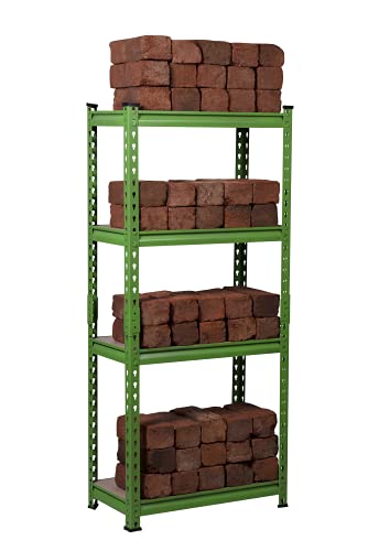 Image of STAR WORK Metal Shelving Unit Adjustable Garage Storage Utility Rack Shelves Multipurpose Shelf Warehouse Basement Kitchen Living Room Pantry (Green, 4 Section (4'6 inchX 2'X 1' FT))