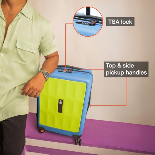 Image of Nasher Miles Zanzibar TSA Lock Hard-Sided Polycarbonate 8 Wheels Double Spinner Cabin Luggage Green Blue 20 inch |55cm Trolley Bag| Suitcase,Small