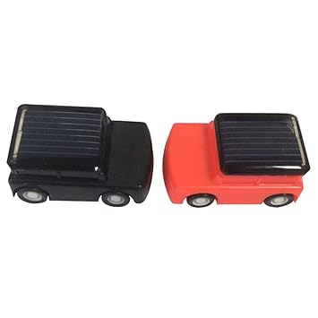 UJEAVETTE Novelty Educational Solar Powered Mini Car Robot Toy Children Gadget Gift 3.5Cm Length Red Black