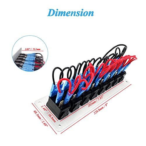 Image of 8 Gang Customize Rocker Switch Panel with Silver Aluminum Mounting Bracket 5 PIN 7 PIN Pre-Wired Red Led Toggle Switch Panel for Automotive Vehicle Bus Yacht RZR Dashboard 12V 24V