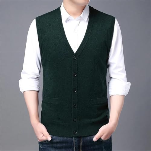 Men's V-Neck Knitted Cardigan Vest, Sleeveless, Casual, Anti-Pilling Sweater for Fall2