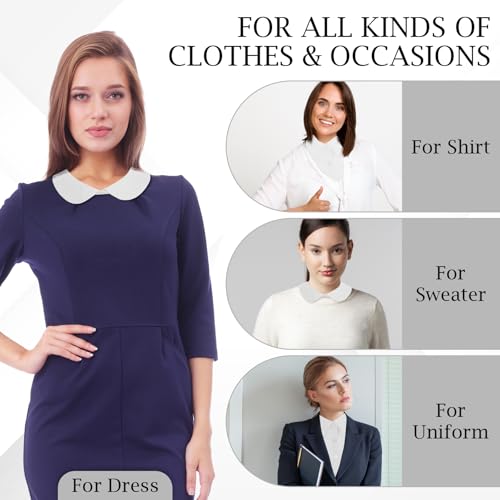 2 Pieces Fake Collar for Women Shirts, Detachable Collar Half False Blouse Dickey for Women Girls Outfits Accessory4