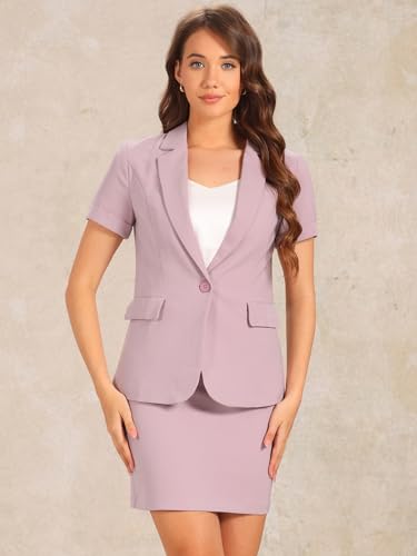 Allegra K Work Suit for Women's Office Blazer Skirt Suit 2 Piece Set4