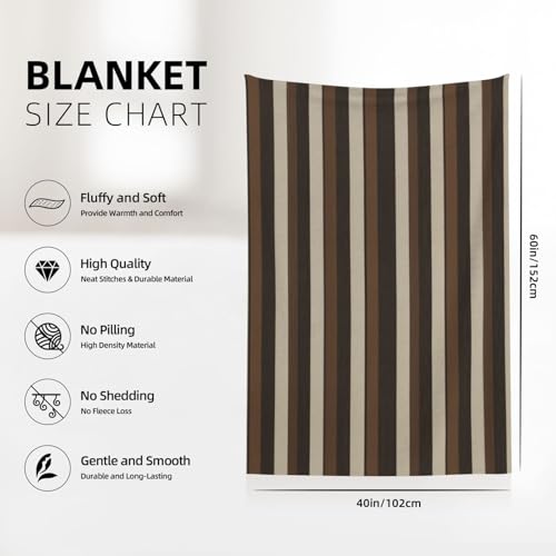Couverture de flanelle de 320 g marron à rayures compacte et douce - 7