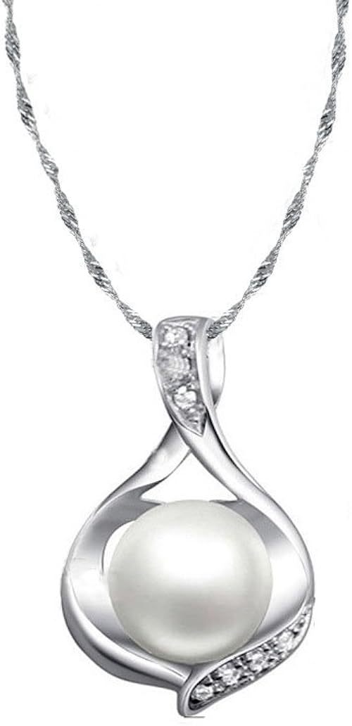 Mino Jewelry 925 Sterling Silver Pearl and Crystal Pendant