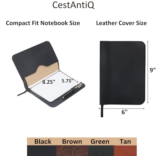 CestAntiQ, A5 Leather journal cover, Refillable Journal Cover for Large and Medium A5, Leather Handmade Notebook Cover, 9 x 6 Inches Leather Bound Journal (Brown)
