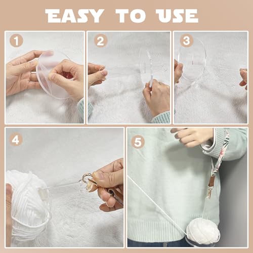 Image of Wrist Yarn Holder with Wrist Strap，Portable Yarn Holder for Crocheting on The go, Acrylic Yarn Organizer Storage Knitting Accessories, Crocheting Gift for Craft Lover