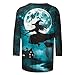 Halloween T Shirts for Women Witch Tees 3/4 Sleeve Blouses Round Neck Fall T-Shirts Plus Size Loose Fit Casual Tops