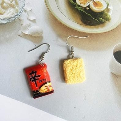 1Pair Red Funny Instant Noodle Chili Simulation Food Drop Earrings Women Fashion Jewelry Hook Earrings Artist Painter Jewelry Drop and Dangle - Image 4