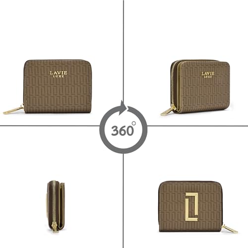 Image of Lavie Luxe Women's Mono Flap25 Small Zip Around Zip Wallet | Gift for Women