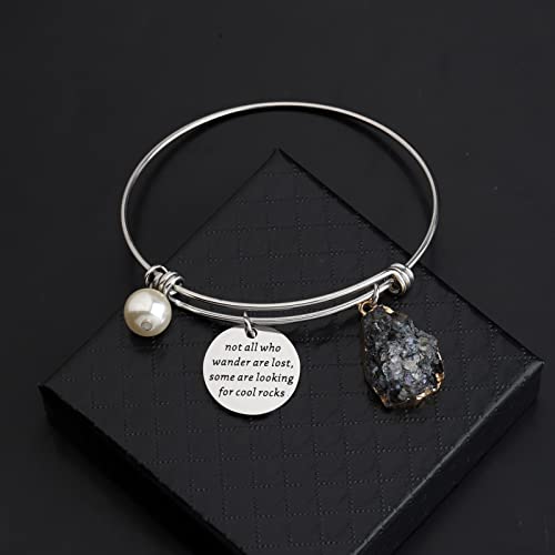 Gzrlyf Geology Bracelet Geologist Gifts Rock Lover Gifts for Women Funny Rock Collector Gifts not all who Wander are Lost3