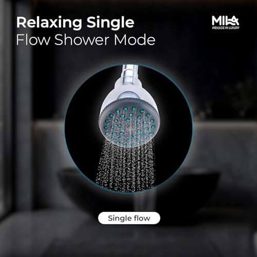 Image of Mila Simplex Single Function Overhead Shower Head | Rain | Chrome Finish Round Showerhead for Wall Mount | Durable ABS Body, Wide Coverage, Easy Install | Bathroom Fitting