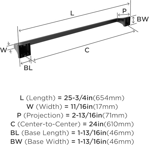 Image of Amerock Mulholland 24 inch Matte Black Towel Bar