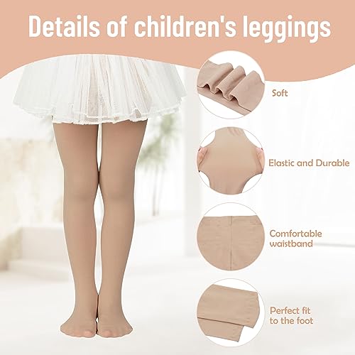 Durio 4 Pairs Ballet Tights for Girls Ultra Soft Toddler Dance Tights Footed Stockings for Girls School Elastic Leggings4