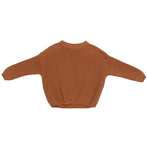 Toddler Baby Boy Girl Long Sleeve Pullover Thick Knit Sweater Crew Neck Warm Blouse Tops (Brown, 6-12 Months)