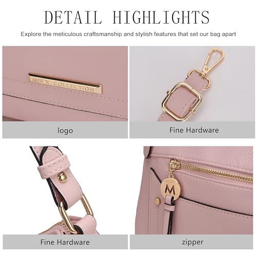 Bolso de hombro MKF Collection para mujer y bolsa de muñeca, juego de bolso de mano de cuero vegano, bolso tote con asa superior por Mia k miniatura 7