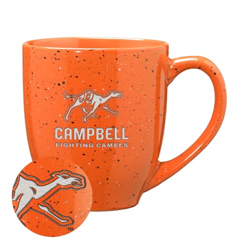 Rico Industries NCAA Campbell Fighting Camels Primary Logo Orange 16 oz Team Color Laser Engraved Speckled Ceramic Coffee Mug