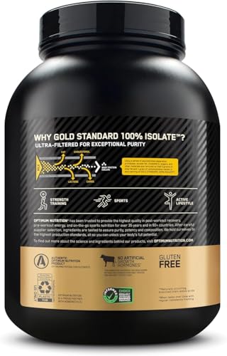 Image of Optimum Nutrition Gold Standard 100% Isolate, Protein Powder, Rich Vanilla, 2.91 Pounds, 44 Servings. Whey Protein Isolate (Packaging May Vary)