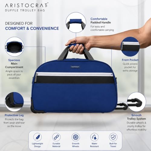 Image of Aristocrat Polyester Lightweight Travel Wheel Duffle Trolley with 3 Years International Warranty-52 Cm